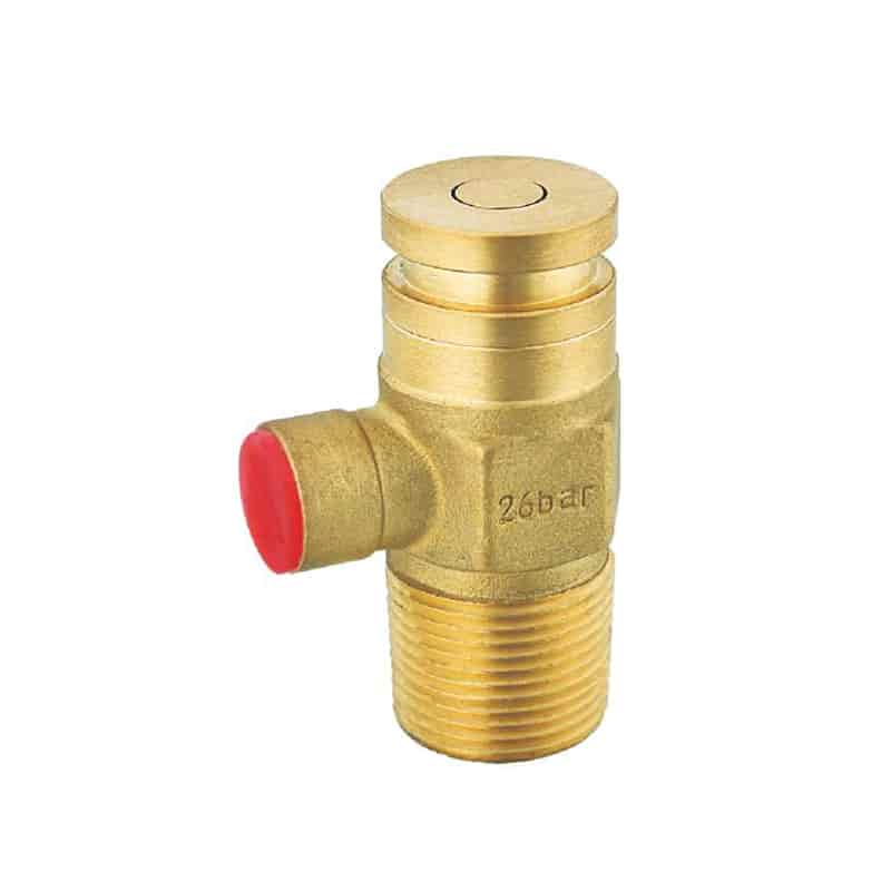Forged brass safety‑type LPG cylinder valve with built‑in pressure relief protection