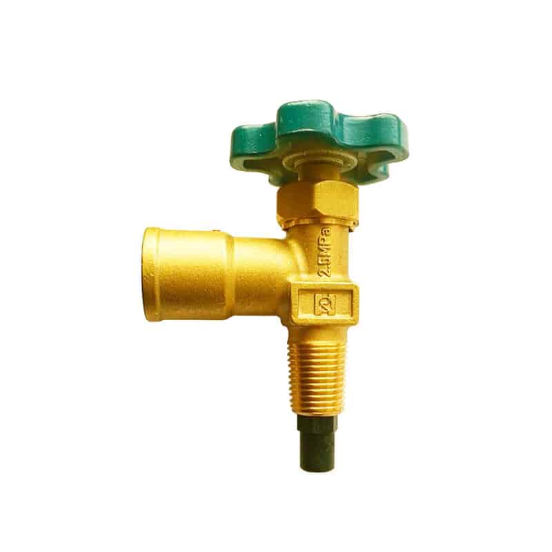 Compact forged brass LPG cylinder valve with left‑hand thread for small‑size refillable gas cylinders